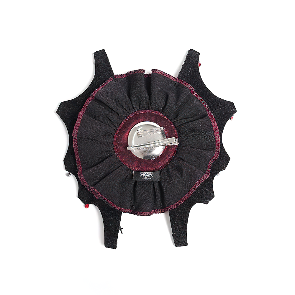 Gothic Rose Cross Hair Clip with Spider Web and Skull Detail