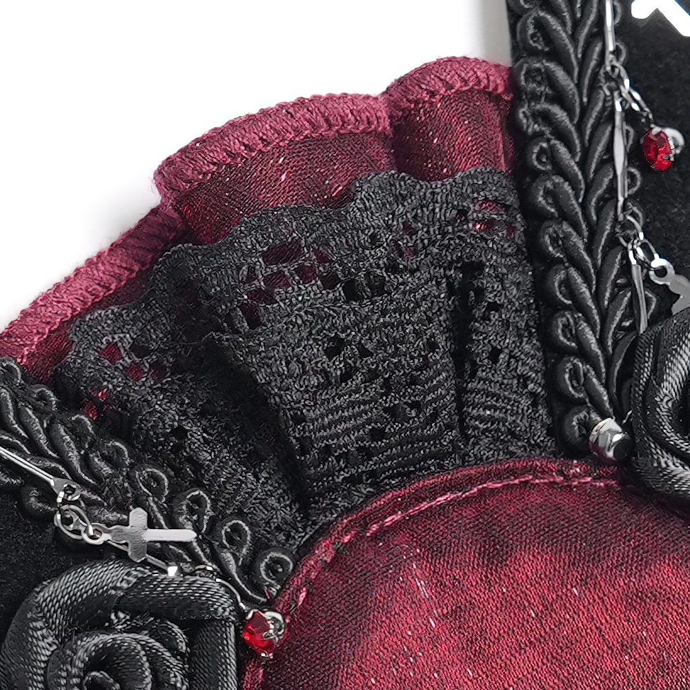 Gothic Rose Cross Hair Clip with Spider Web and Skull Detail
