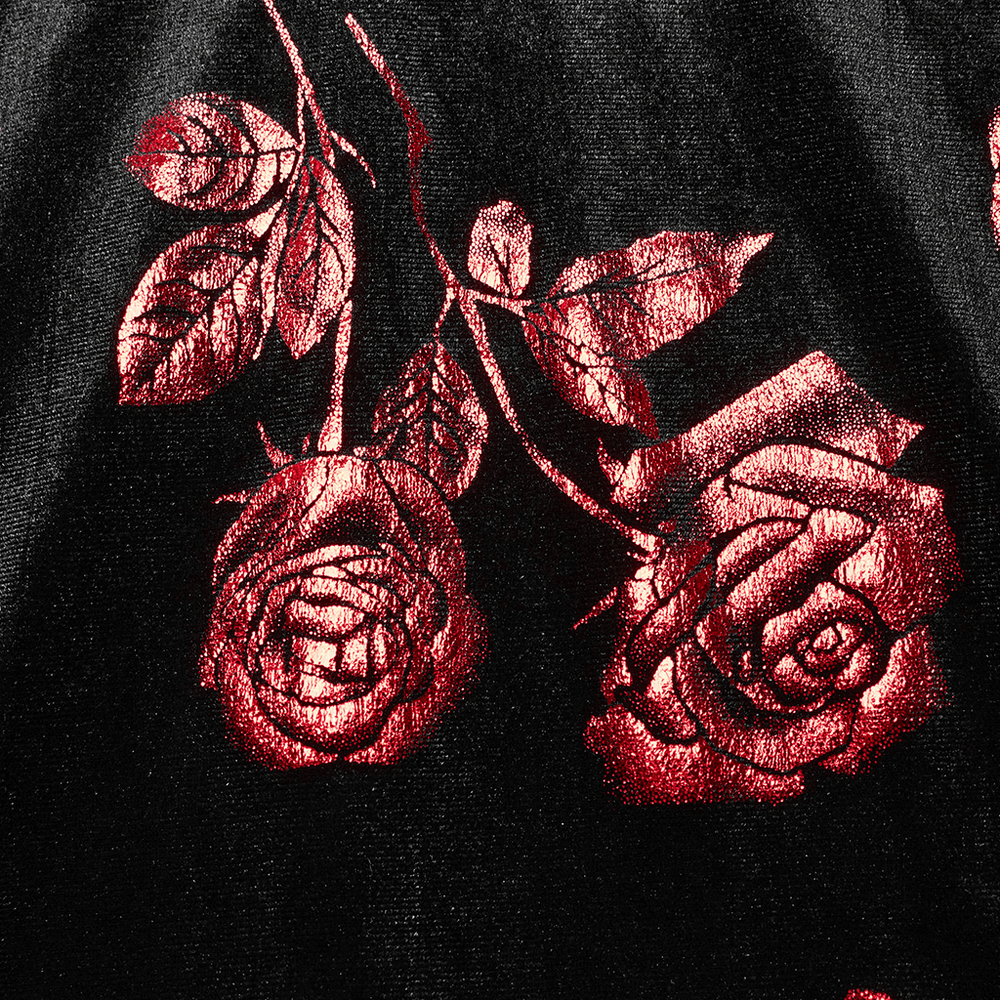 Gothic Roses A-Line Design Dress with V-Neck and Buckles