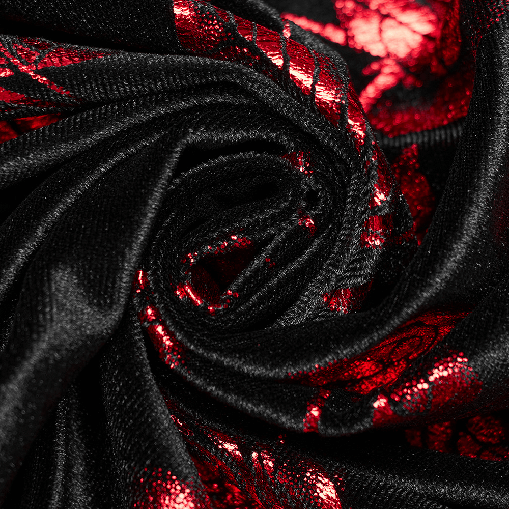 Gothic Roses A-Line Design Dress with V-Neck and Buckles