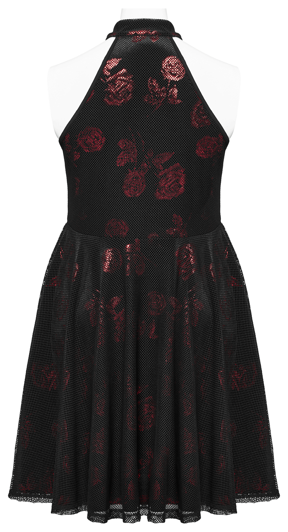 Gothic Roses A-Line Design Dress with V-Neck and Buckles