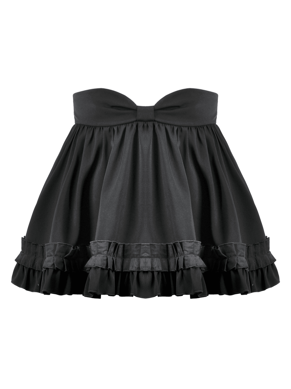 Gothic Ruffle Mini Skirt with Bow and Satin Layers