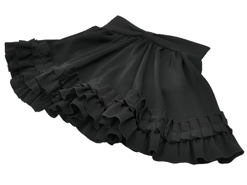 Gothic Ruffle Mini Skirt with Bow and Satin Layers