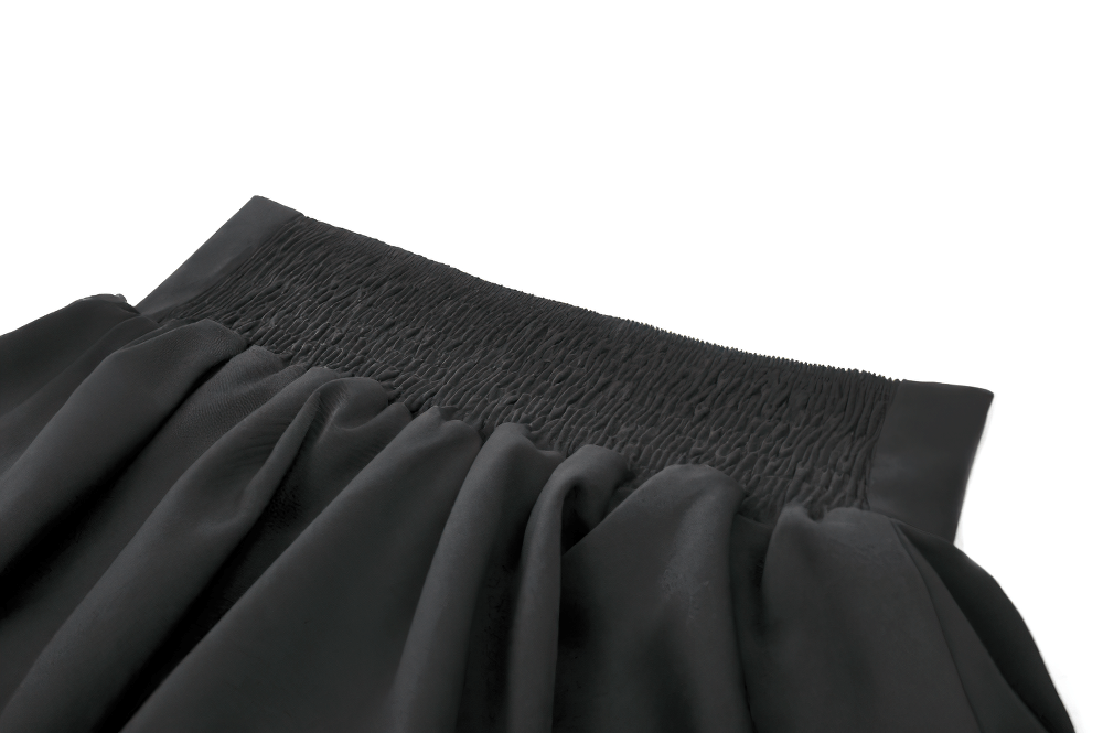 Gothic Ruffle Mini Skirt with Bow and Satin Layers