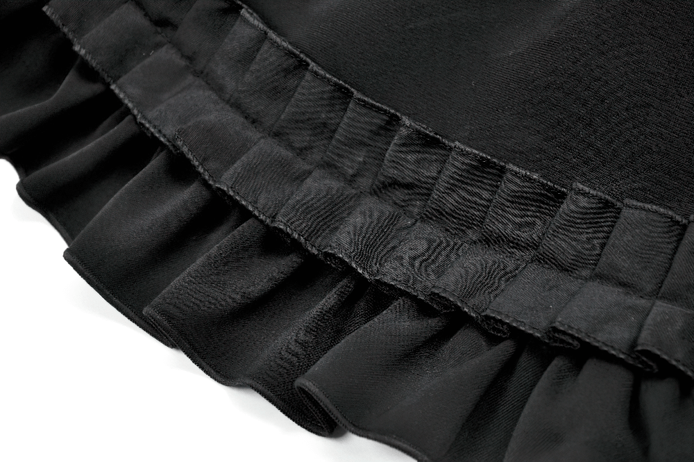 Gothic Ruffle Mini Skirt with Bow and Satin Layers