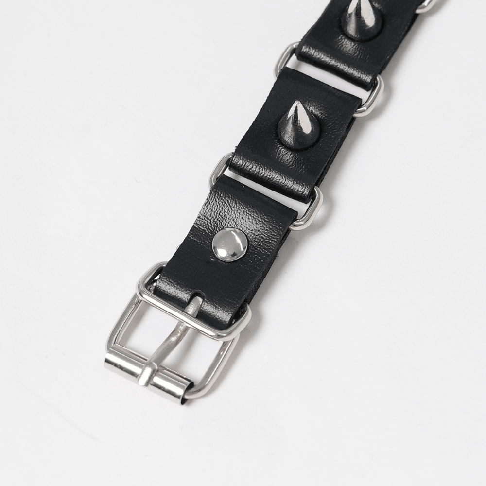 Gothic Skull Black Choker with Spikes and Chains