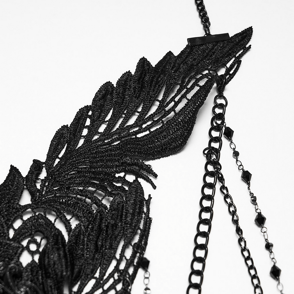 Gothic Skull Chain Body Harness with Lace Details
