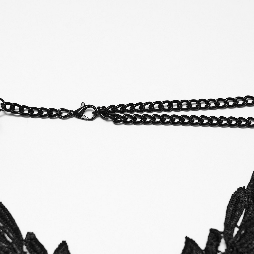 Gothic Skull Chain Body Harness with Lace Details
