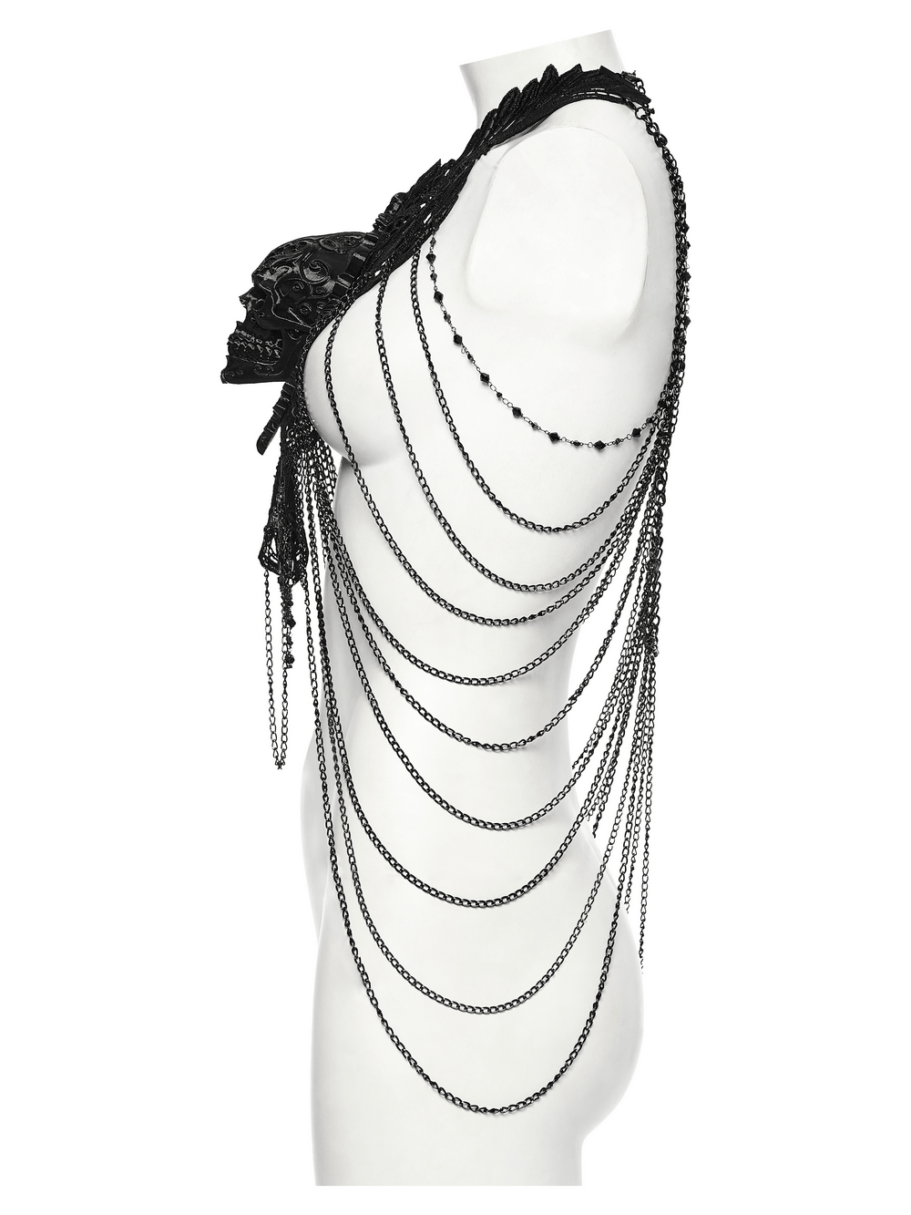 Gothic Skull Chain Body Harness with Lace Details