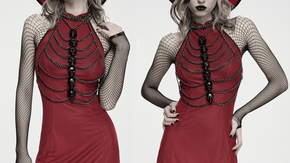 Gothic Skull Chain Harness Cyberpunk for Women