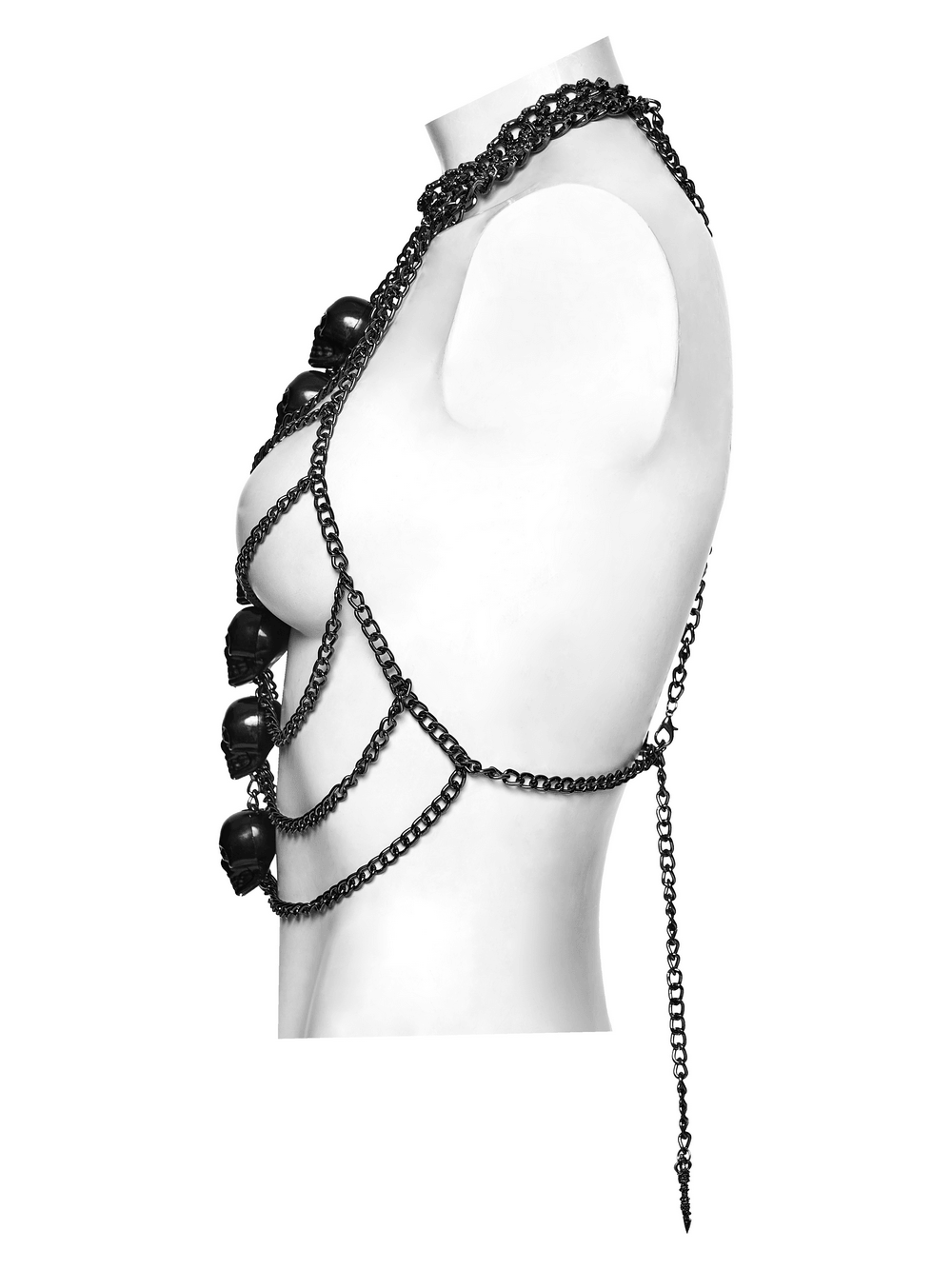 Gothic Skull Chain Harness Cyberpunk for Women