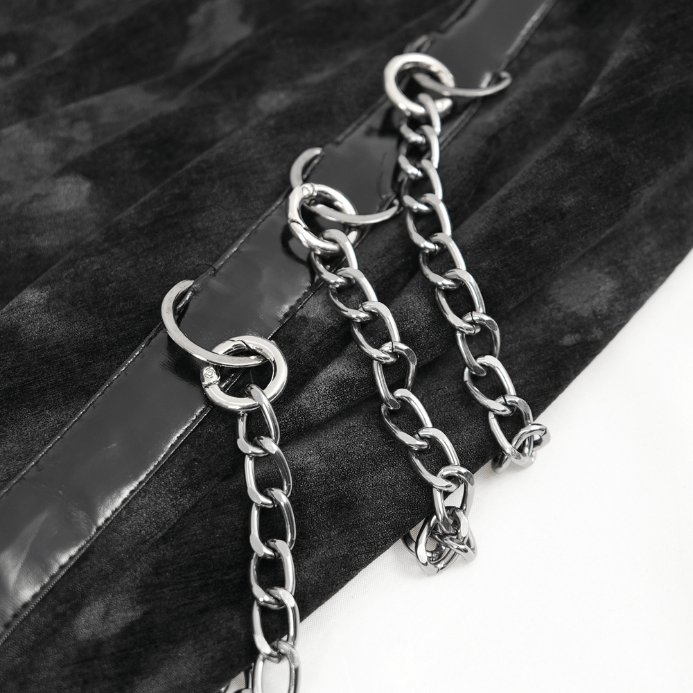 Gothic Slip Dress with Chains and Gloves for Women