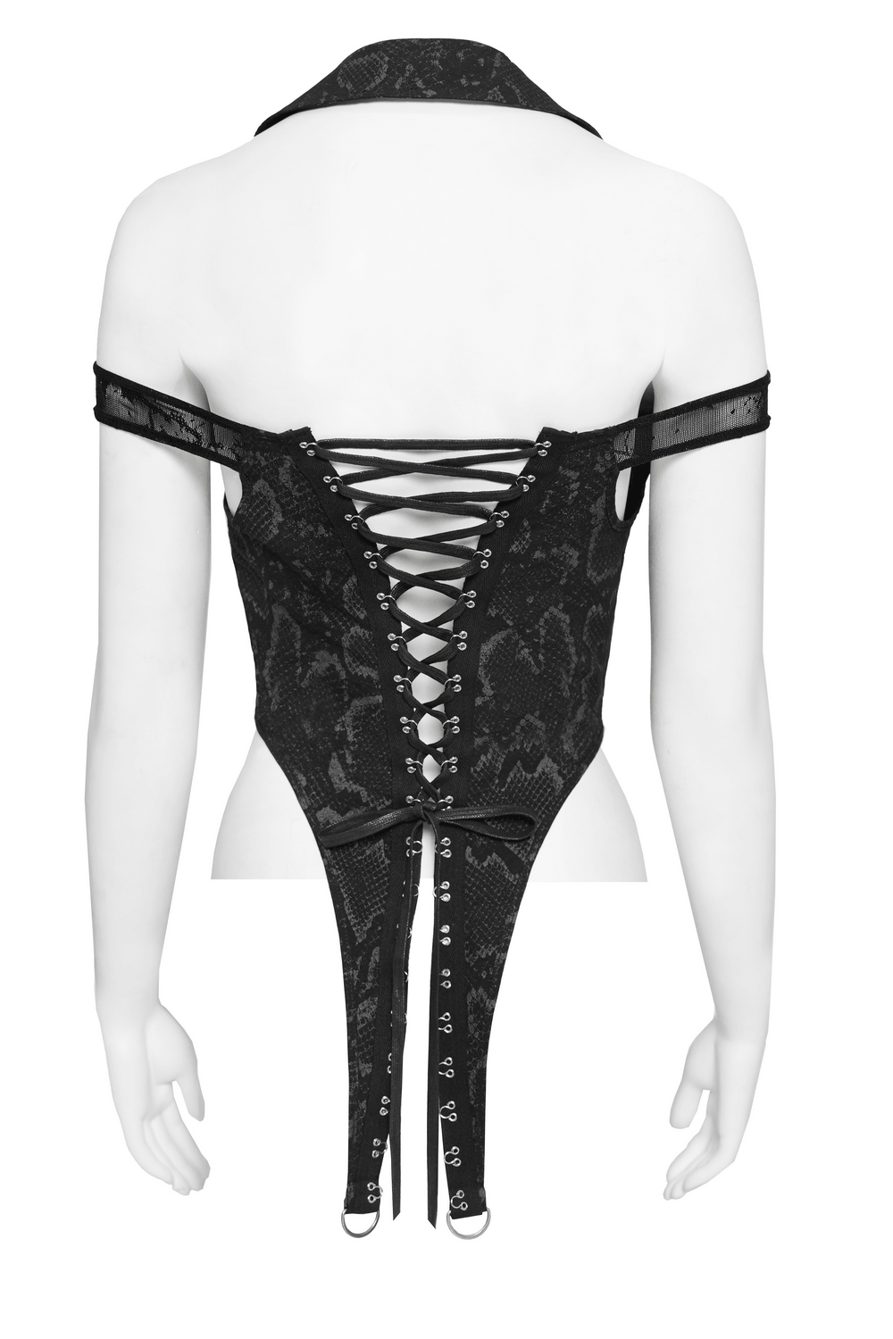 Gothic Snake Print Halter Top with Chain Details