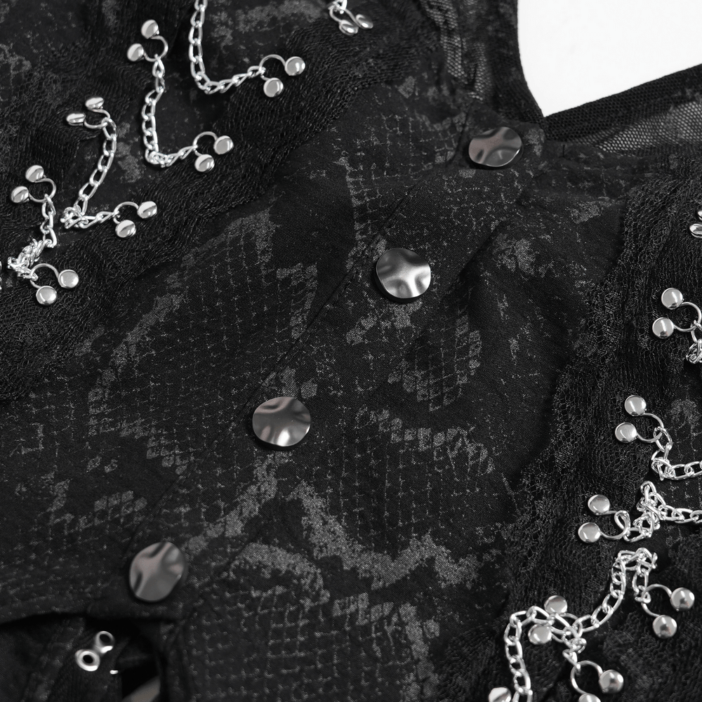 Gothic Snake Print Halter Top with Chain Details