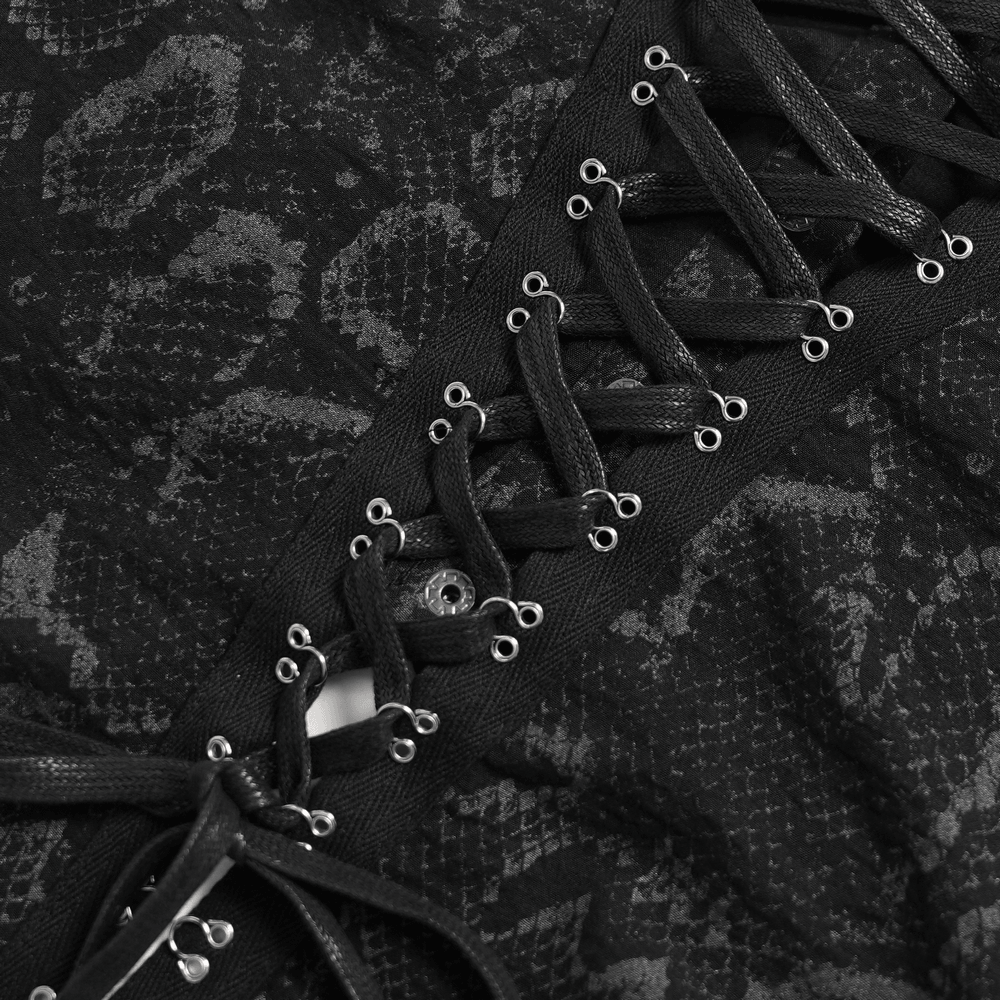 Gothic Snake Print Halter Top with Chain Details