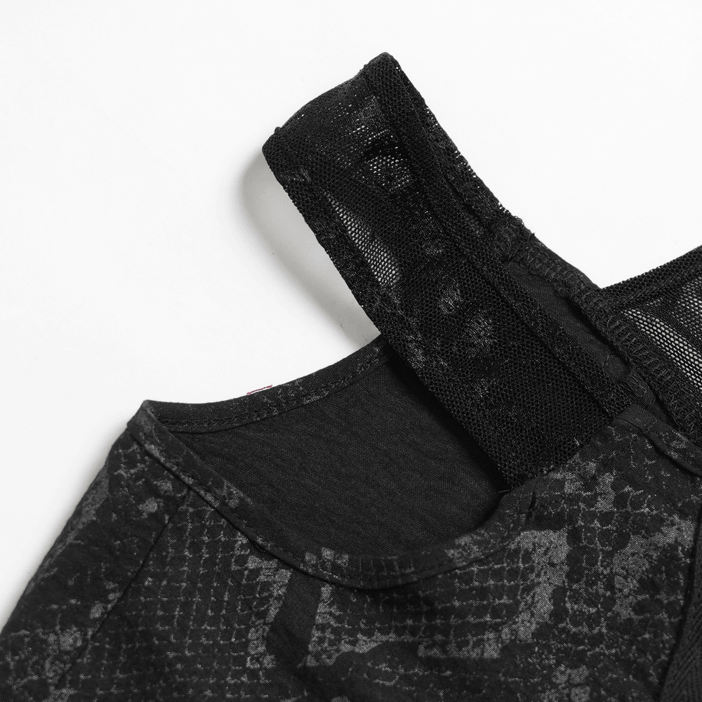 Gothic Snake Print Halter Top with Chain Details