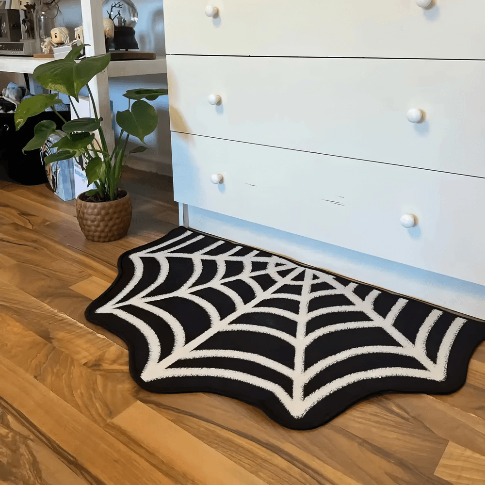 Gothic Spider Web Halloween Rug for Gothic Decor