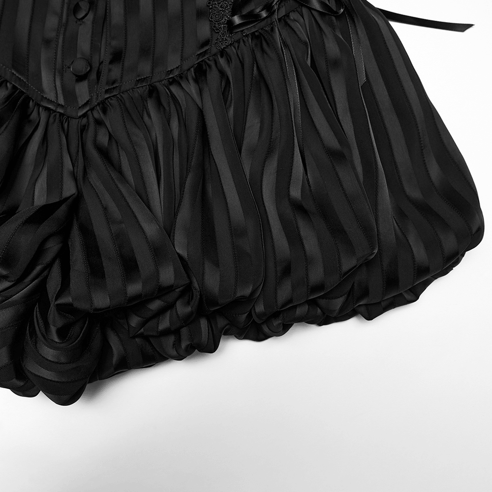 Gothic Striped Pumpkin Shorts with Lace Up Sides
