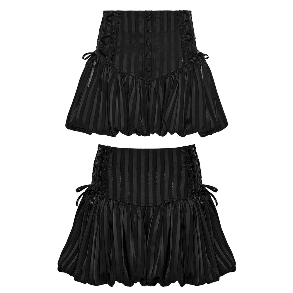 Gothic Striped Pumpkin Shorts with Lace Up Sides