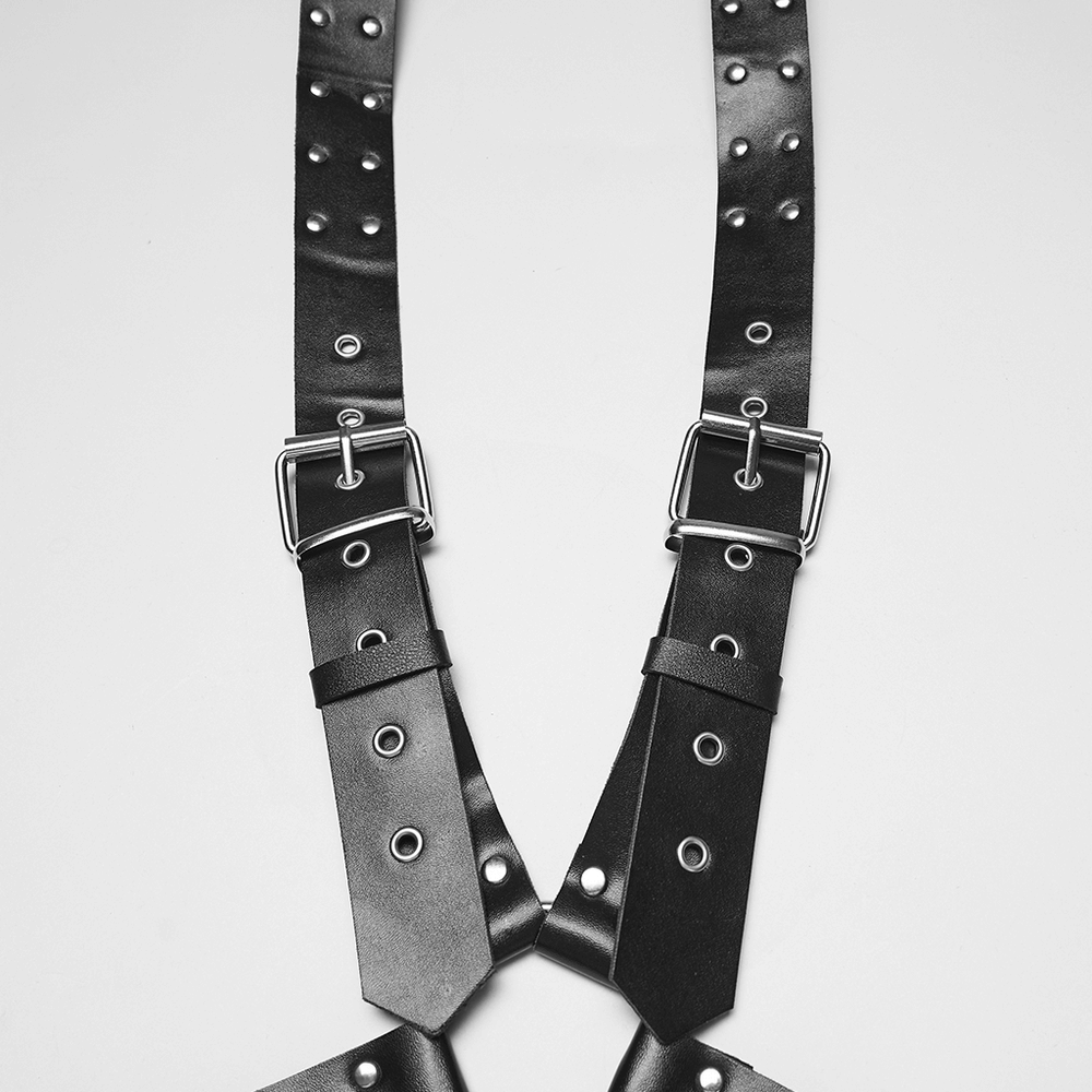 Gothic Studded PU Leather Harness with Chains