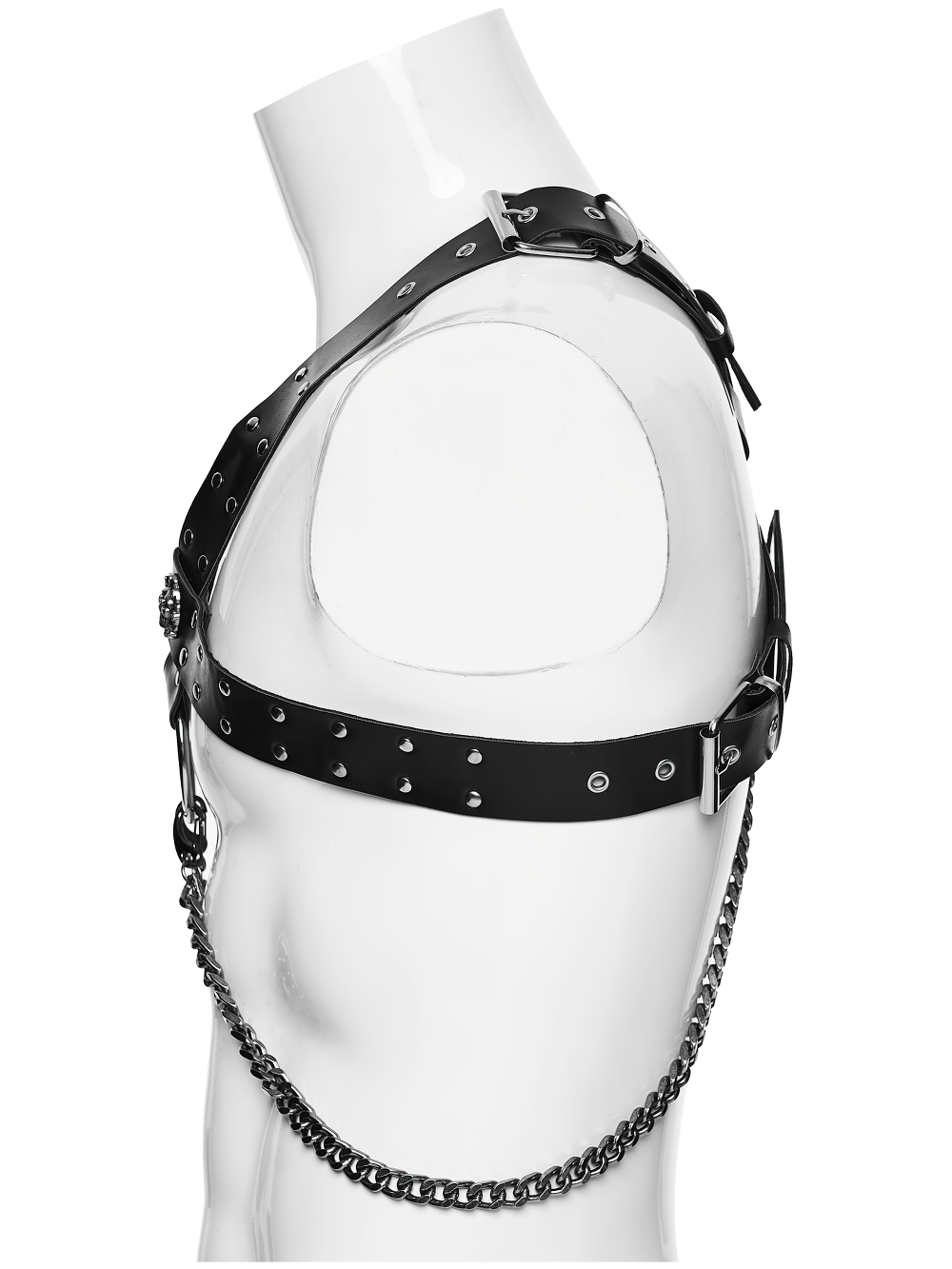 Gothic Studded PU Leather Harness with Chains