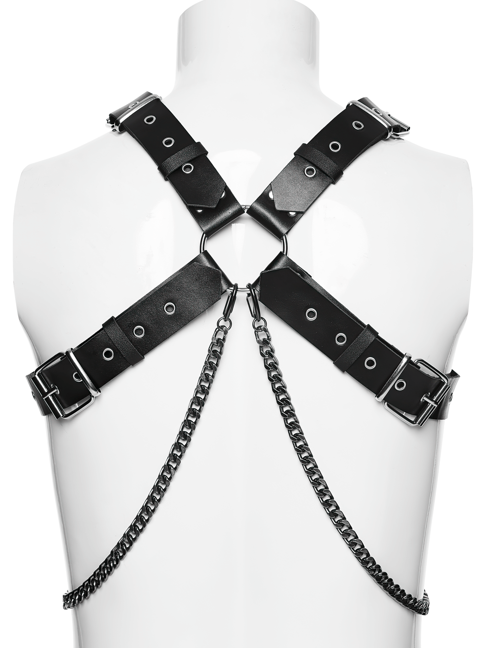 Gothic Studded PU Leather Harness with Chains