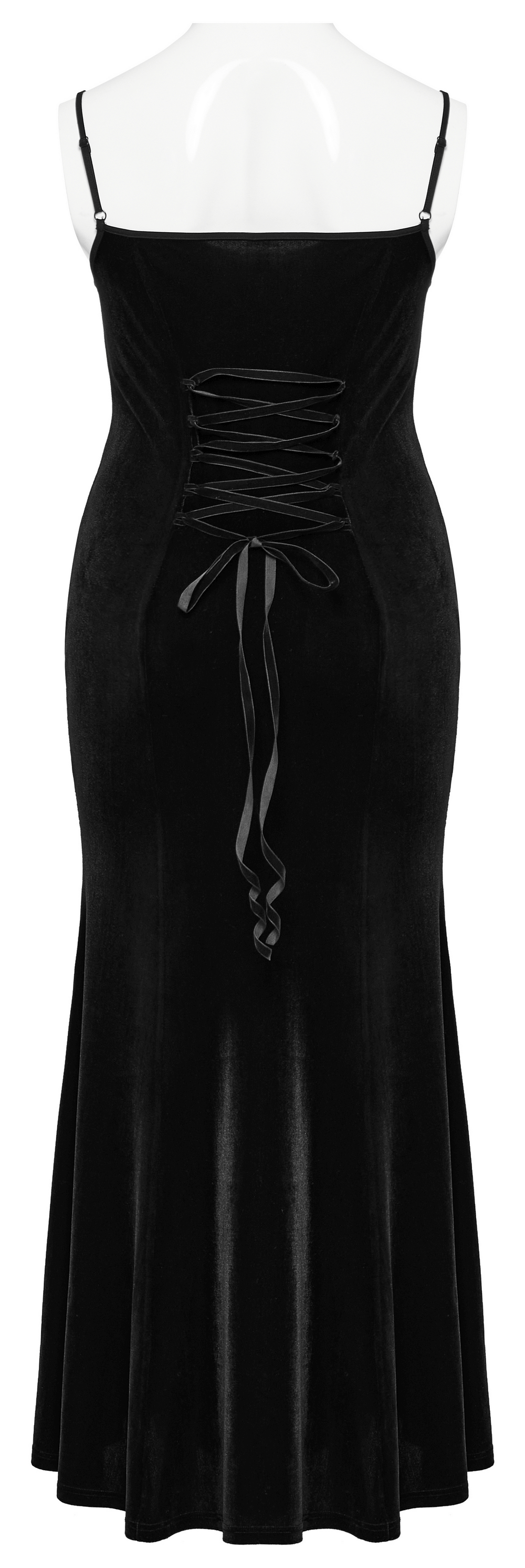 Gothic Style Black Velvet Lace Panel Mermaid Dress