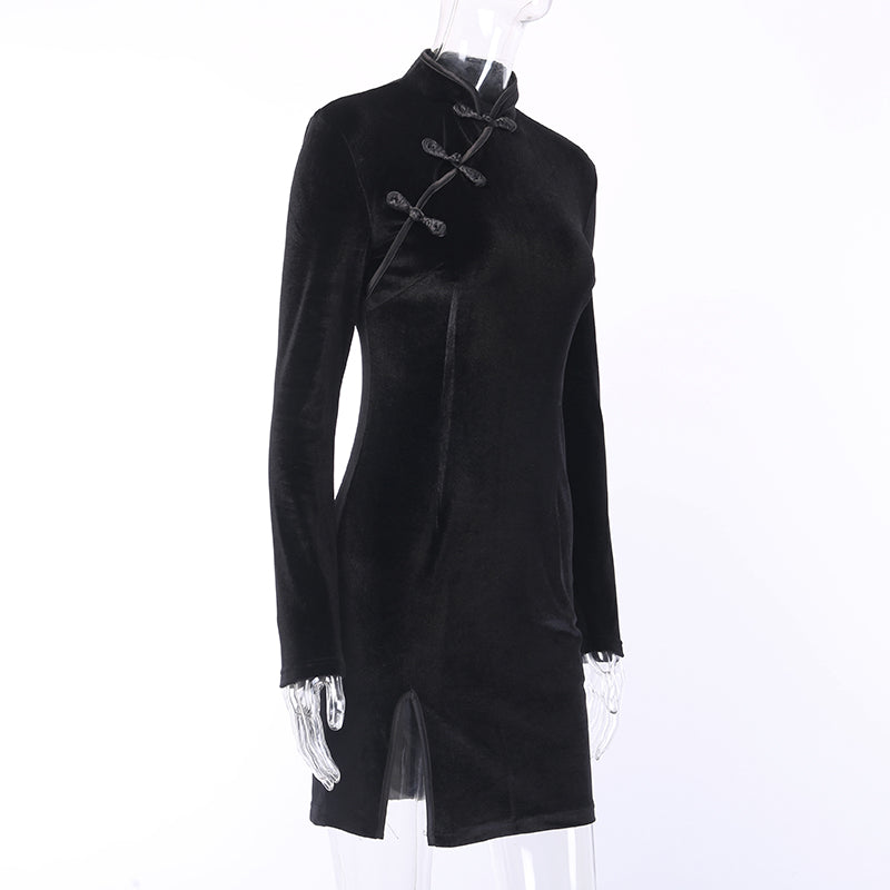 Gothic Style Velvet Women Dress / Cheongsam Dress in Alternative Fashion