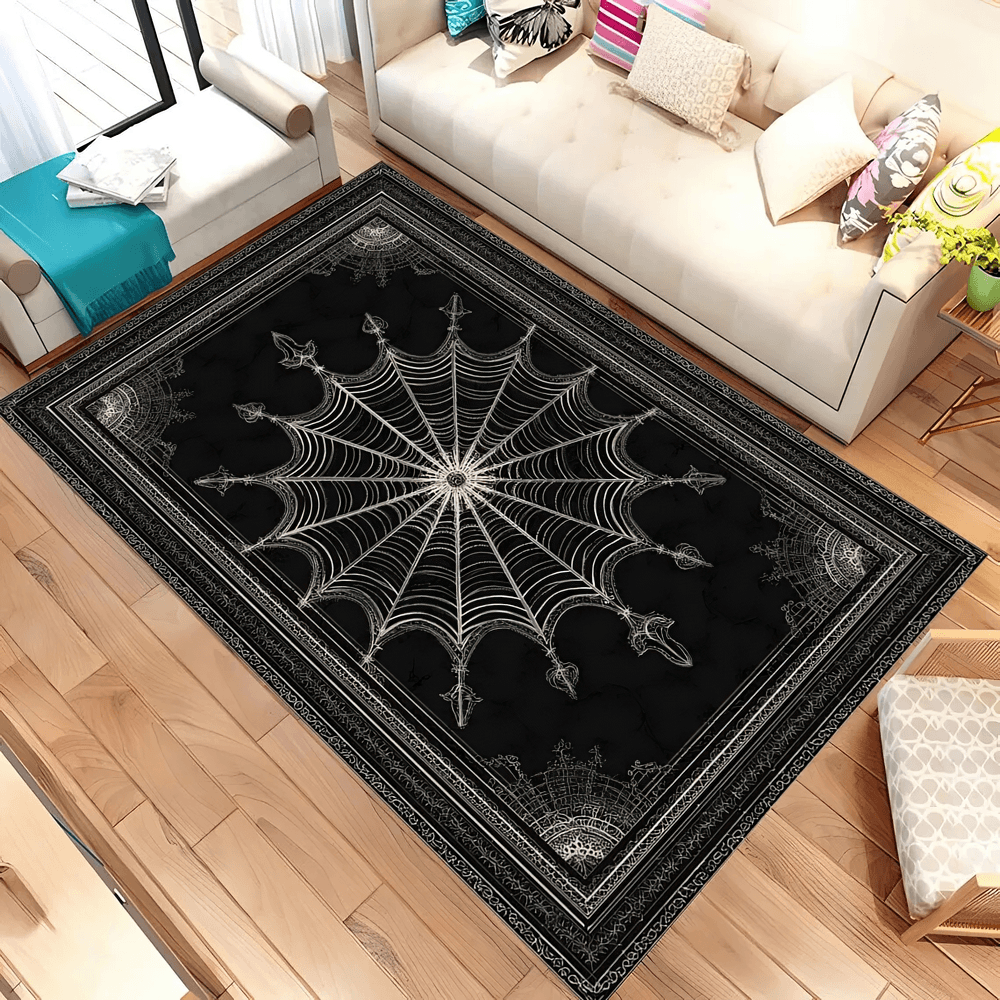 Gothic Stylish Spiderweb Area Rug for Dark Decor