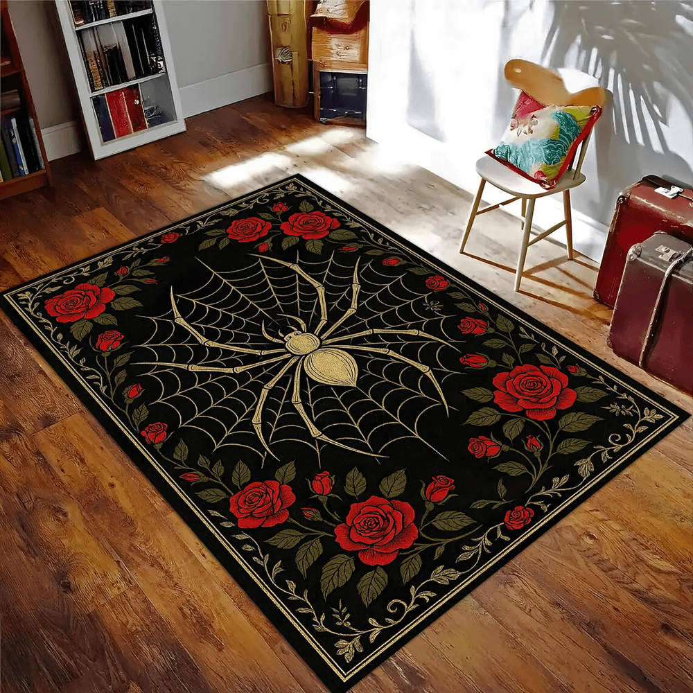 Gothic Stylish Spiderweb Area Rug for Dark Decor