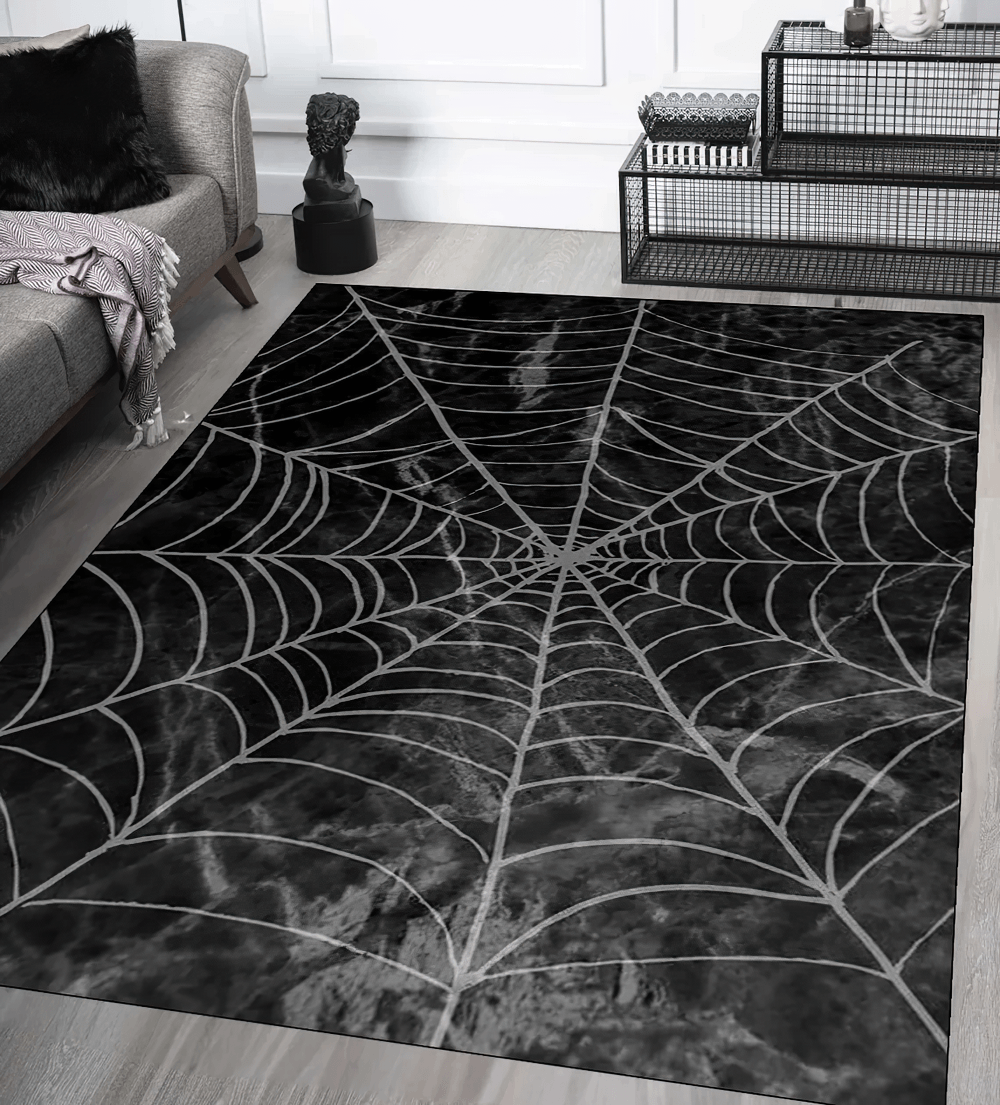 Gothic Stylish Spiderweb Area Rug for Dark Decor