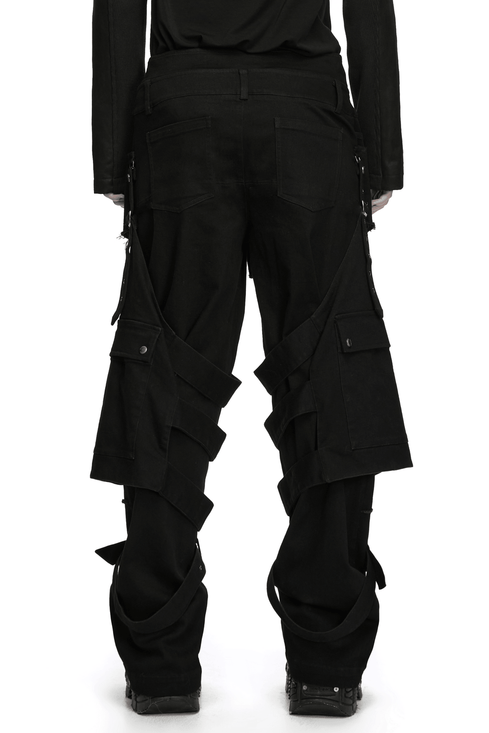 Gothic Tactical Cargo Pants with Detachable Straps