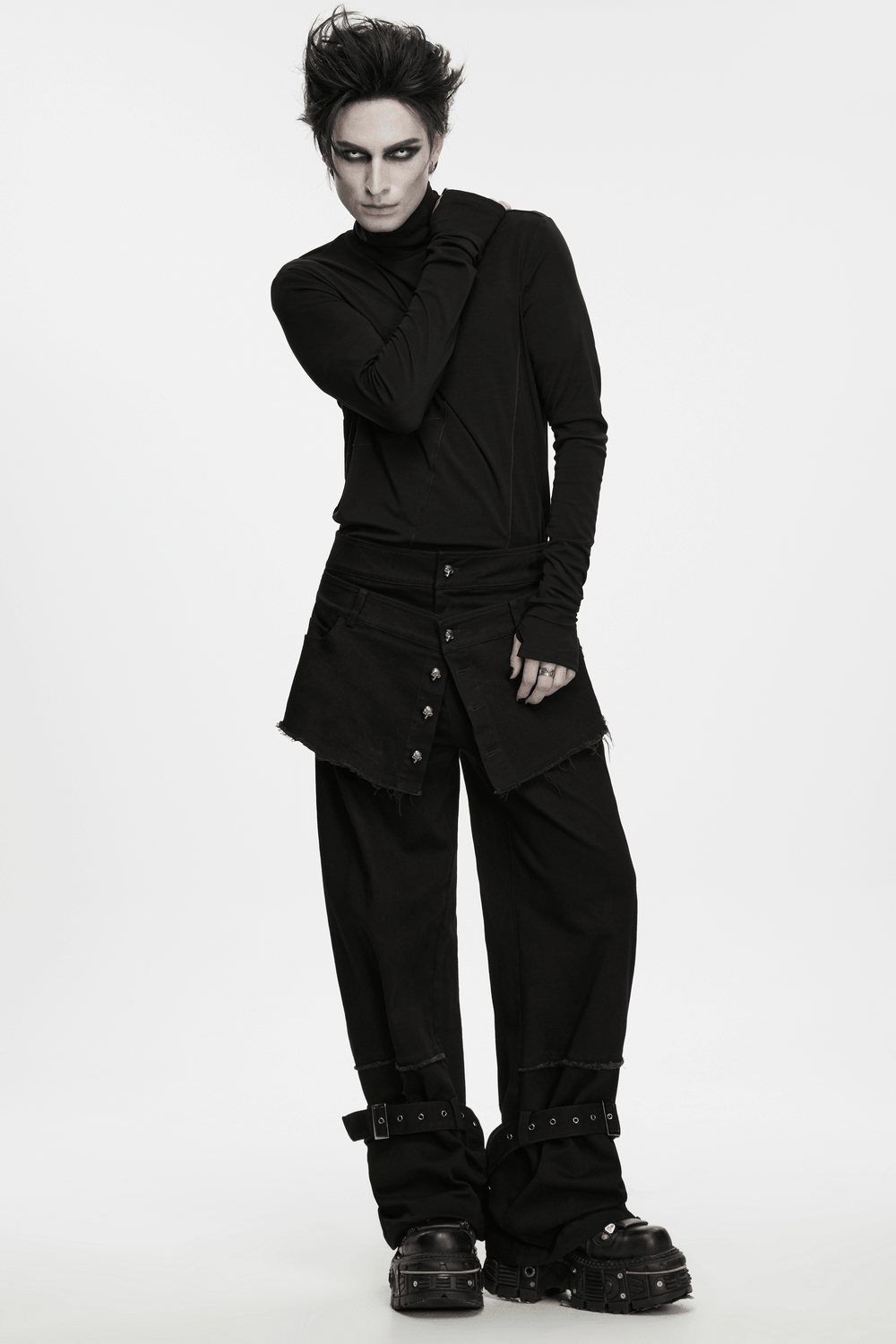 Gothic Tactical Cargo Pants with Detachable Straps