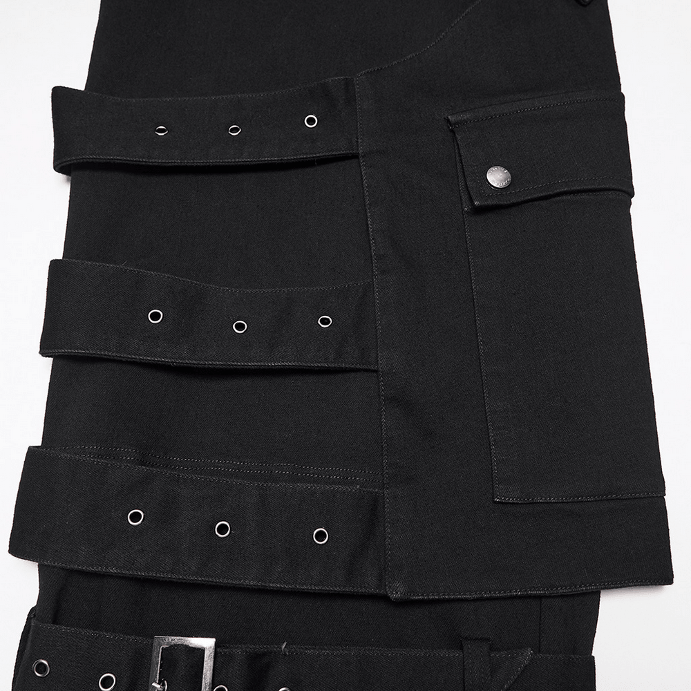 Gothic Tactical Cargo Pants with Detachable Straps