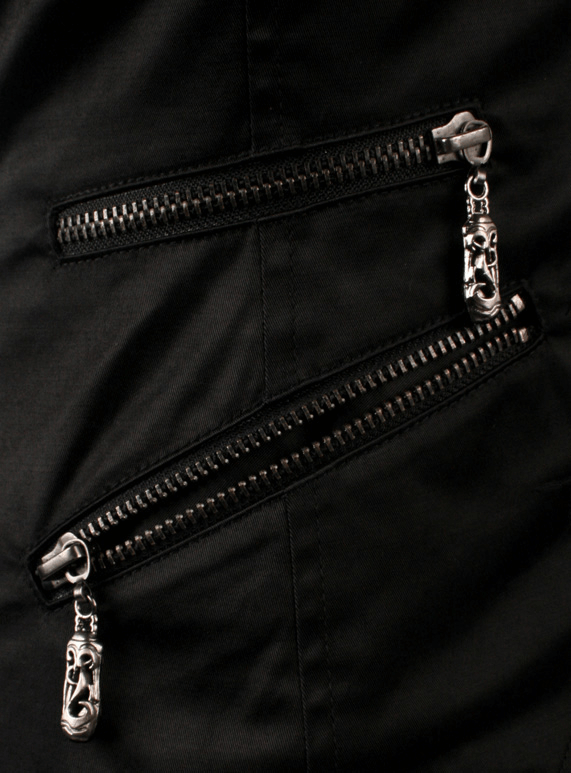 Gothic Tailcoat Vest with Chains and Red Brocade Detail