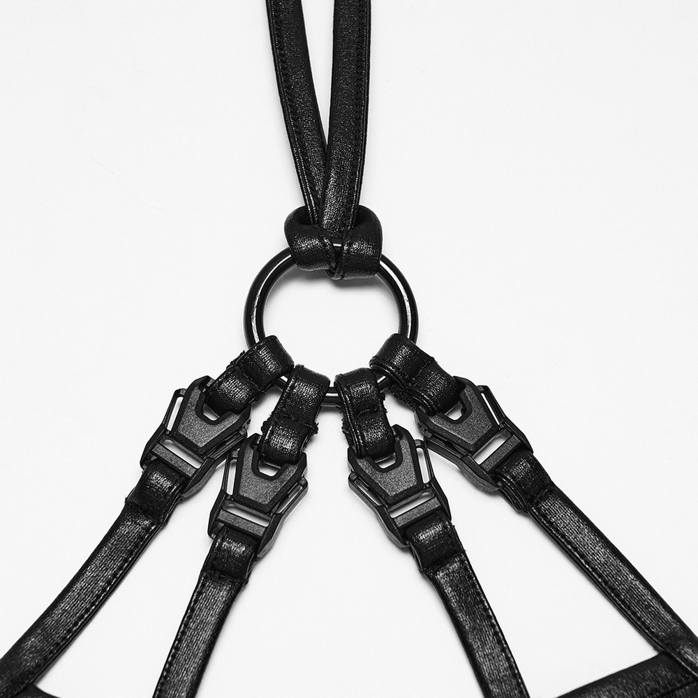 Gothic Techwear Two Piece Harness Top and Mini Skirt