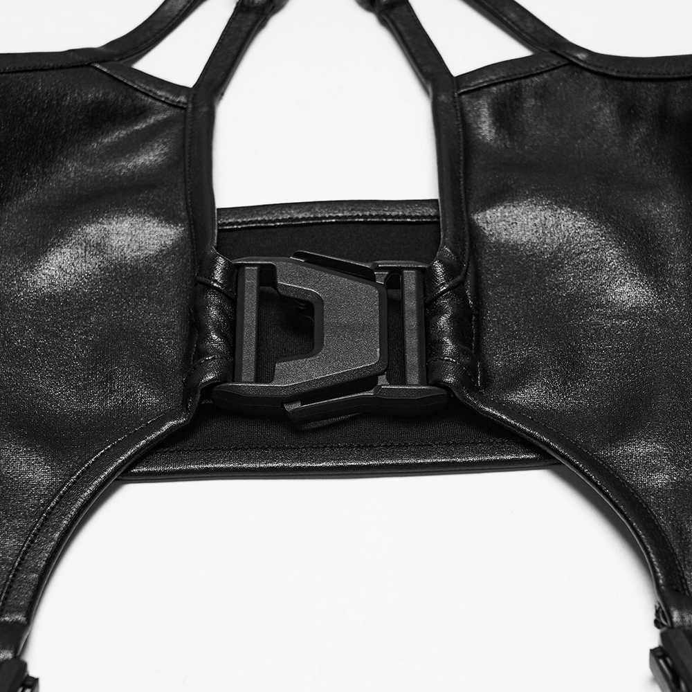 Gothic Techwear Two Piece Harness Top and Mini Skirt