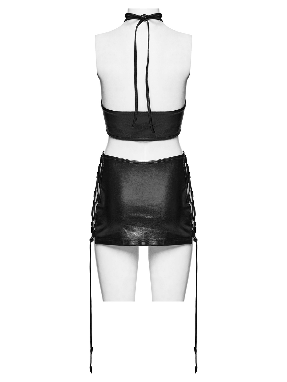 Gothic Techwear Two Piece Harness Top and Mini Skirt