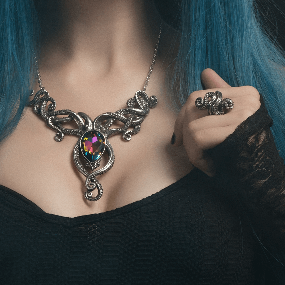 Gothic Tentacle Kraken Ring in Antiqued Pewter
