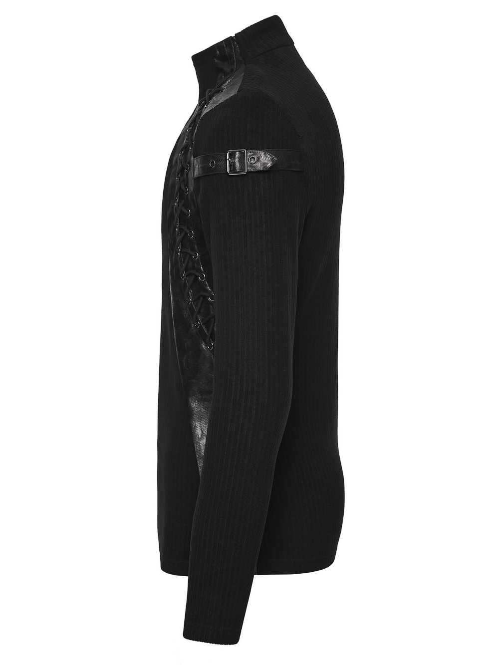 Gothic Top with Leather-Like Panels And Lacing Details