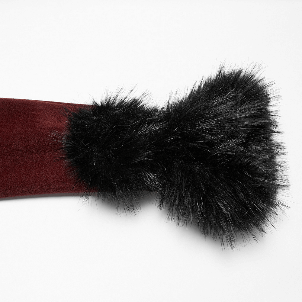Gothic Two-Piece Coat with Detachable Hem and Fur Collar