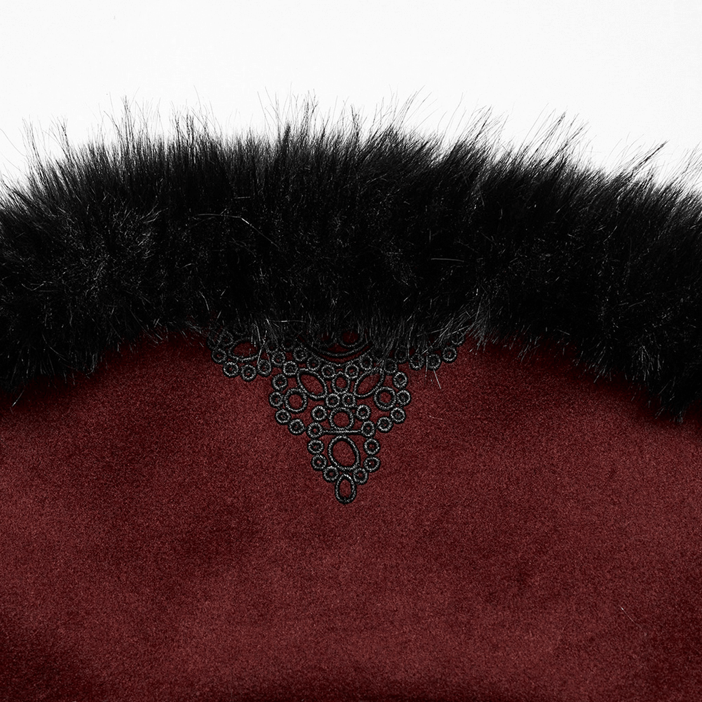 Gothic Two-Piece Coat with Detachable Hem and Fur Collar