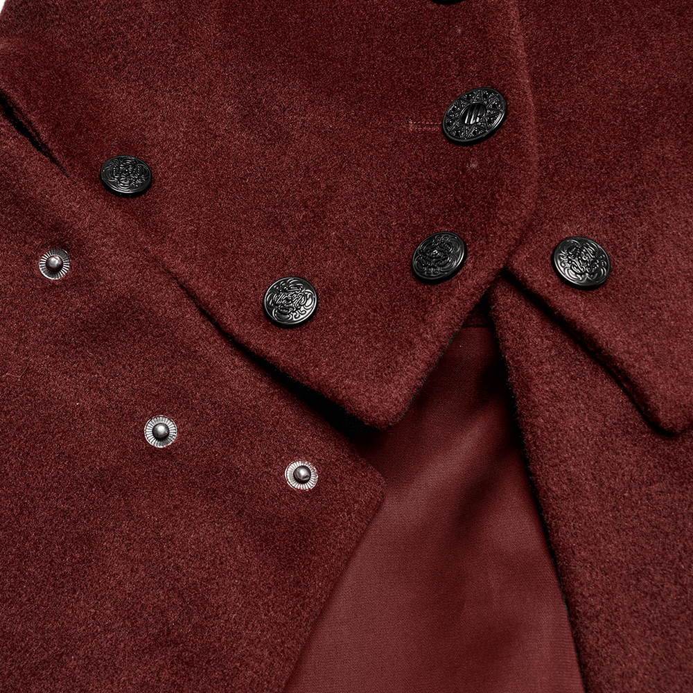 Gothic Two-Piece Coat with Detachable Hem and Fur Collar