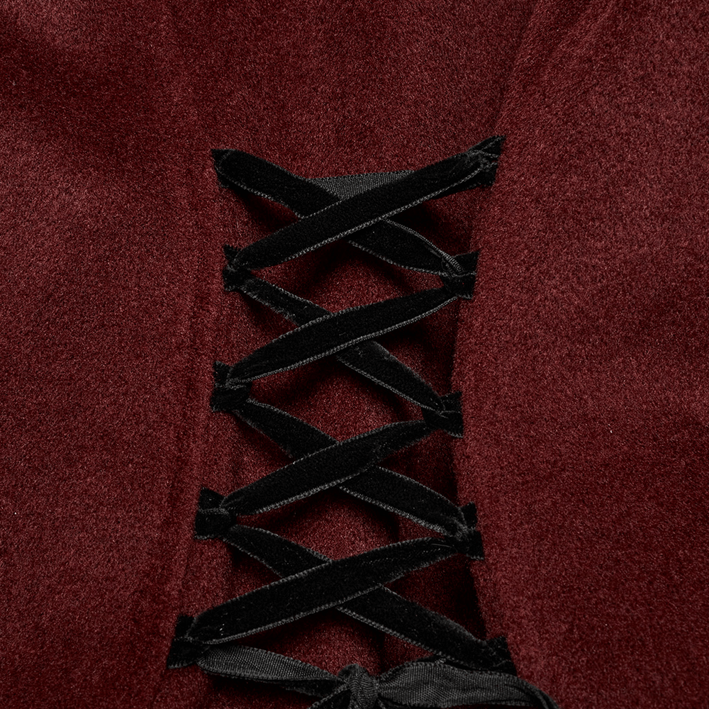 Gothic Two-Piece Coat with Detachable Hem and Fur Collar