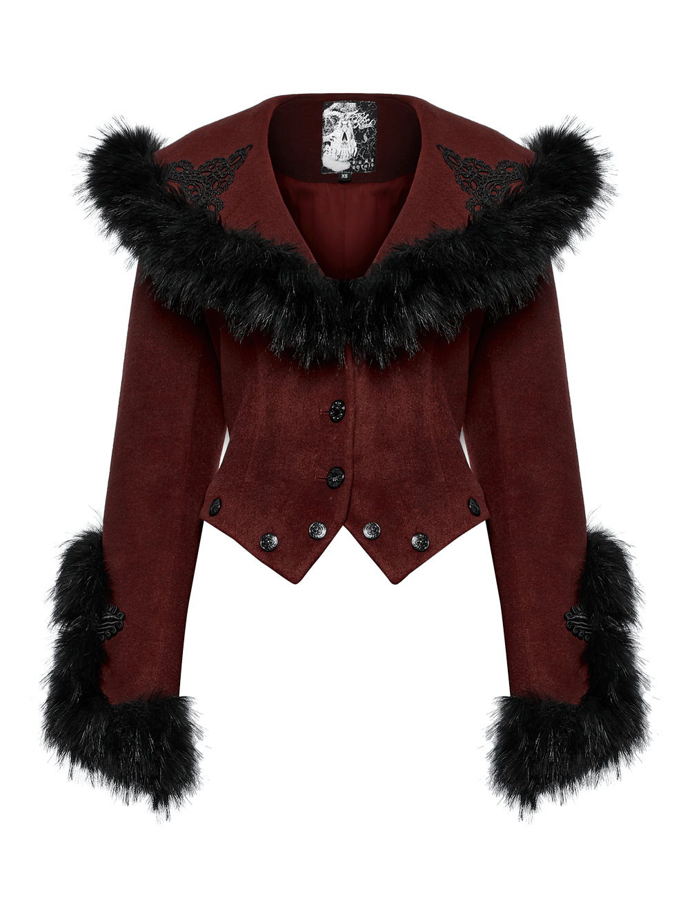 Gothic Two-Piece Coat with Detachable Hem and Fur Collar