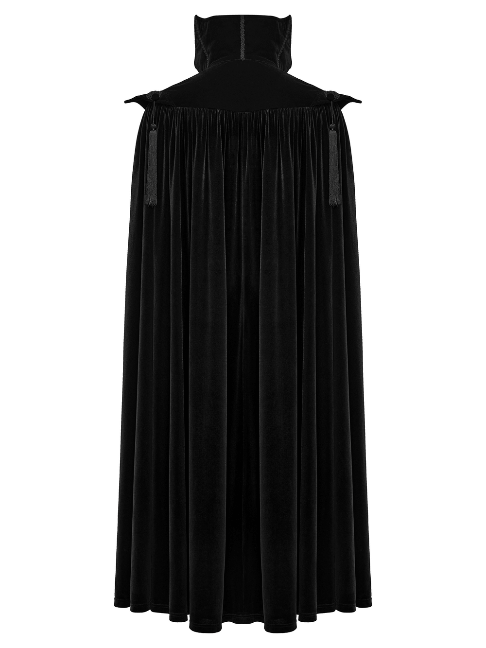 Gothic Vampire Velvet Cloak with Jacquard and Tassels