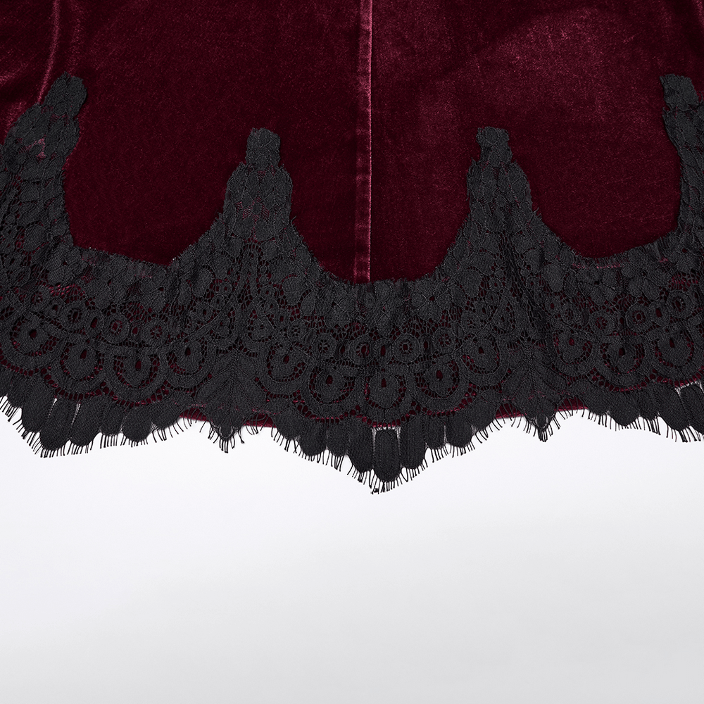 Gothic Velvet Mermaid Maxi Skirt With Lace Hem