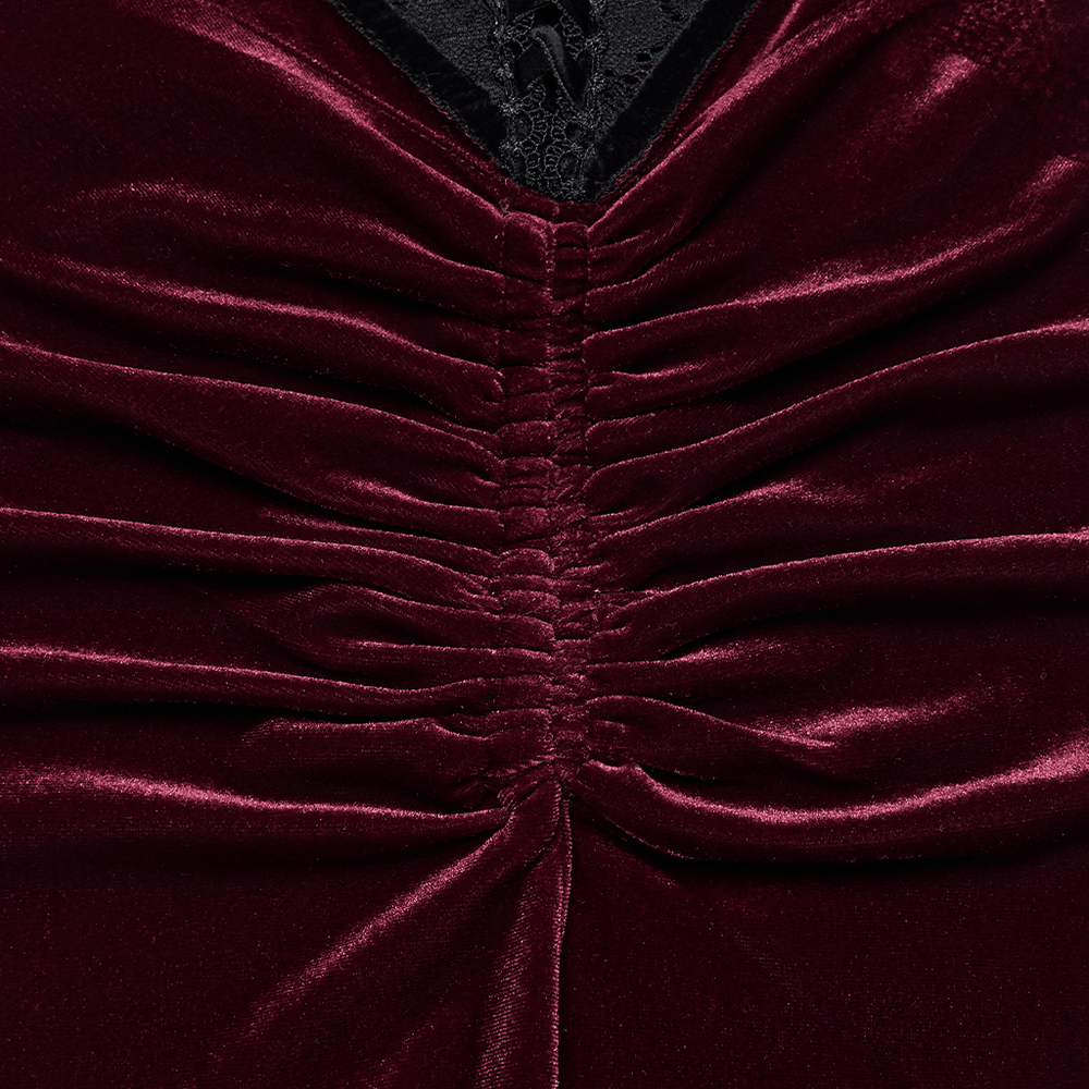 Gothic Velvet Mermaid Maxi Skirt With Lace Hem