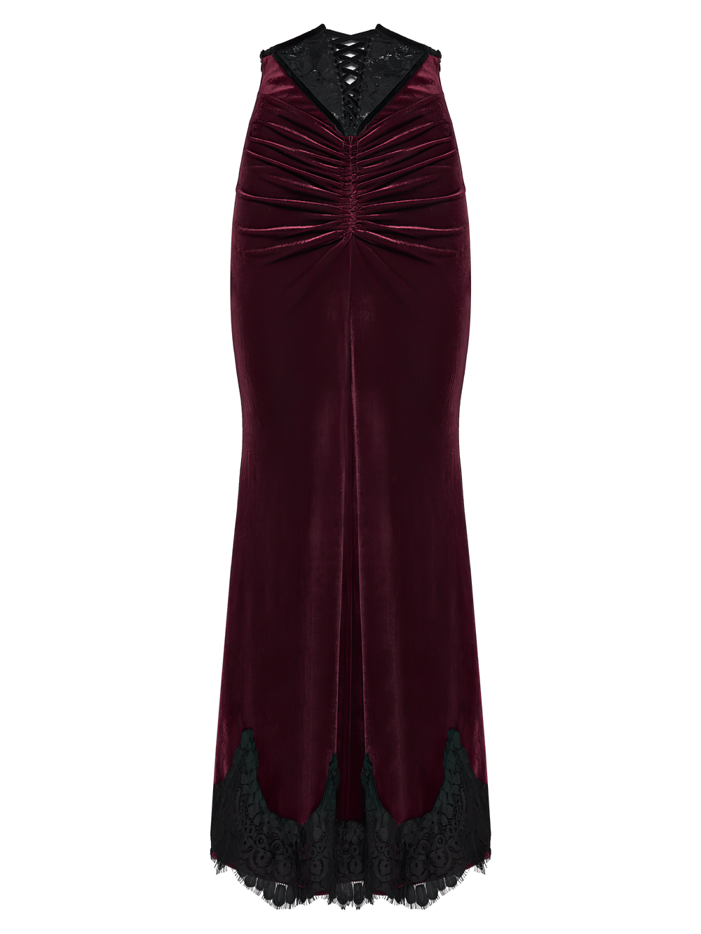 Gothic Velvet Mermaid Maxi Skirt With Lace Hem