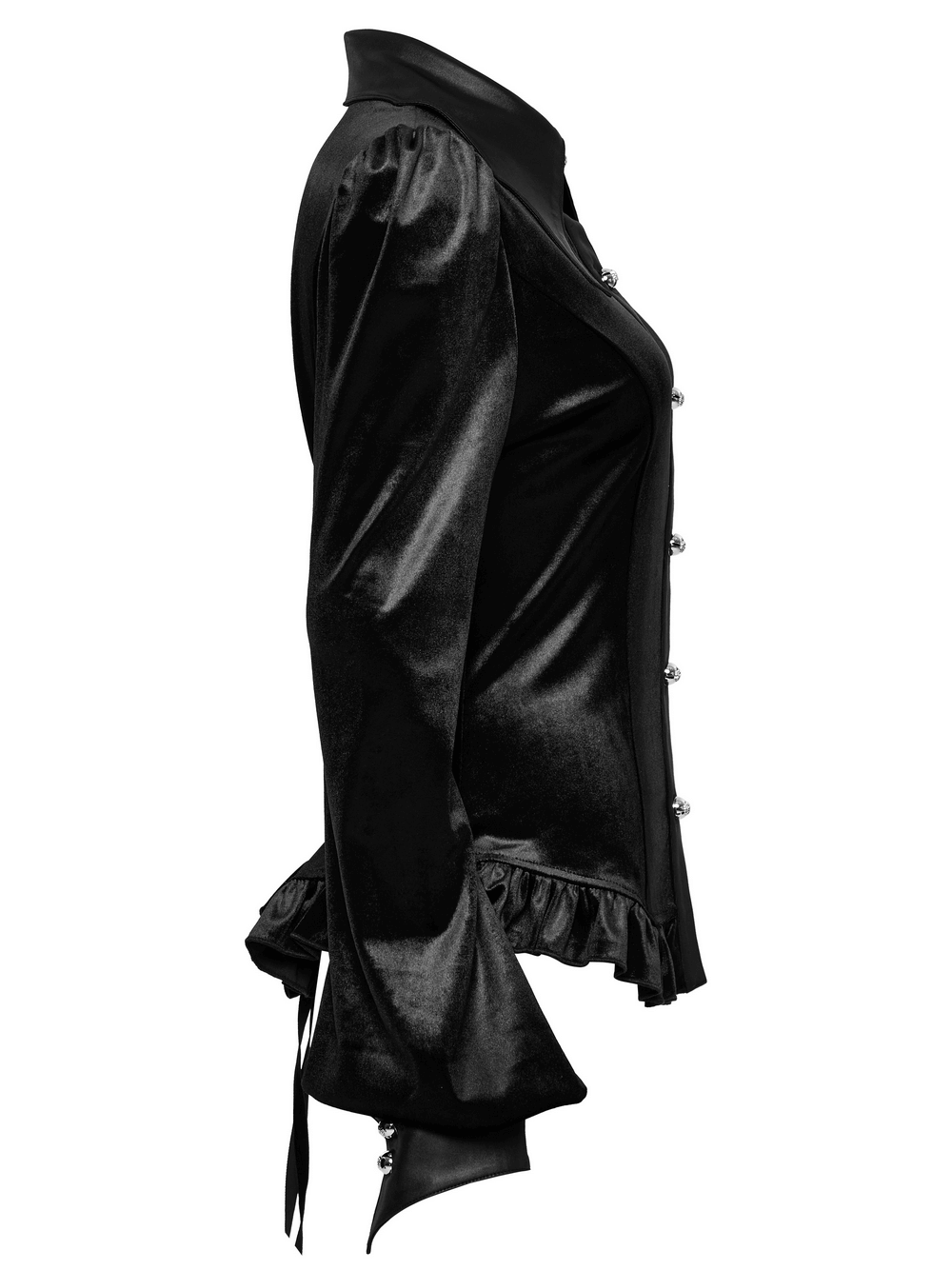 Gothic Velvet Shirt with Bat Collar and Lace-Up Back